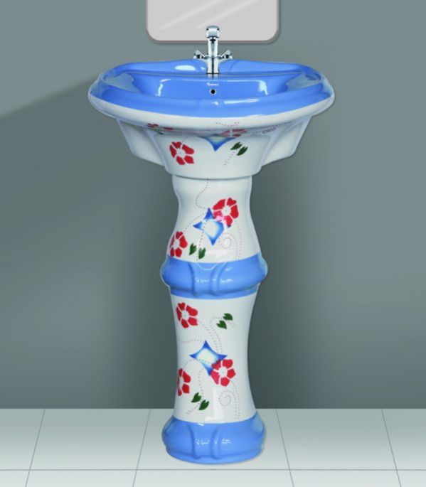 Alpine Blue Designer Series Sunny Wash Basin Pedestal Set