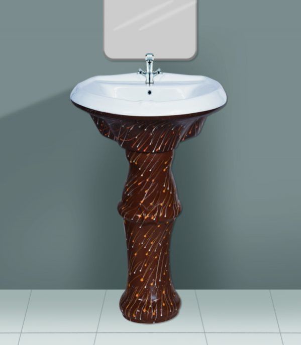 Coffee Brown Designer Series Sunny Wash Basin Pedestal Set