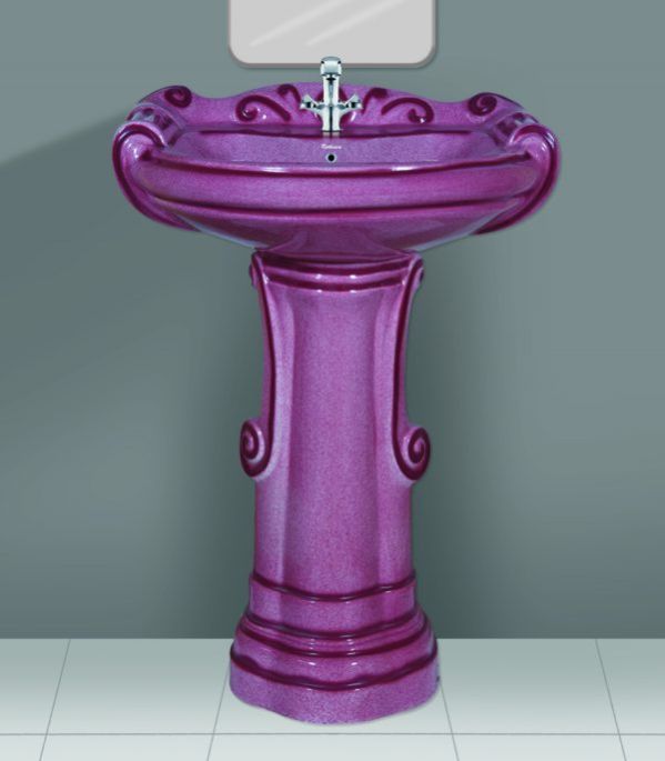 Magenta Rustic Series Big Sterling Wash Basin Pedestal Set