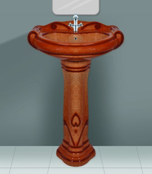 Red Brown Rustic Series Mini Sterling Wash Basin Pedestal Set