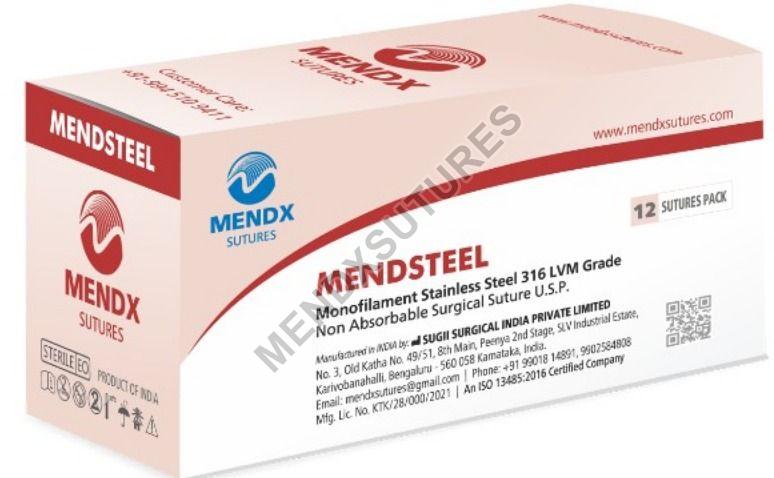 MENDSTEEL Monofilament Stainless Steel Non Absorbable Sutures