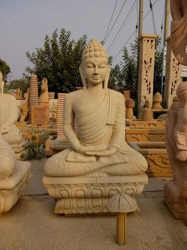 Buddha Sandstone Statue, for Exterior Decor