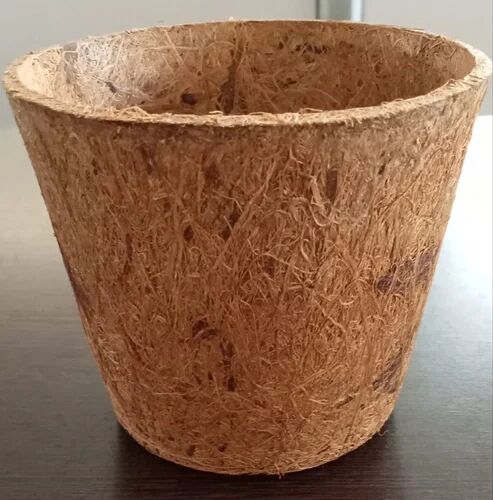 Brown biodegradable pot, Shape : Round
