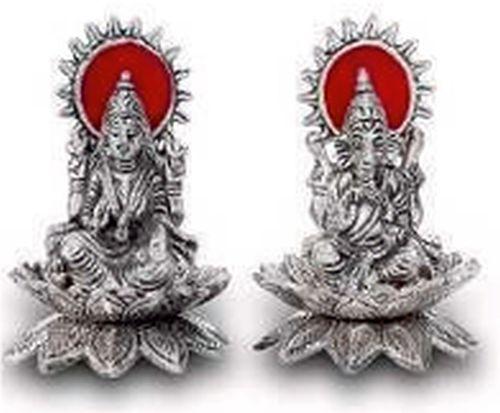 Silver Golden Kamal Laxmi Ganesh Statue, For Shop, Office, Home, Packaging Type : Plastic Packet