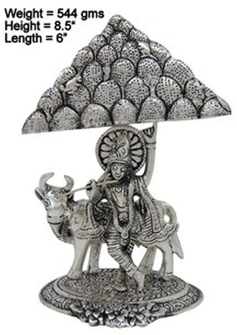 Silver Plain Krishna Parvat Statue, for Garden, Home, Office, Packaging Type : Carton Box