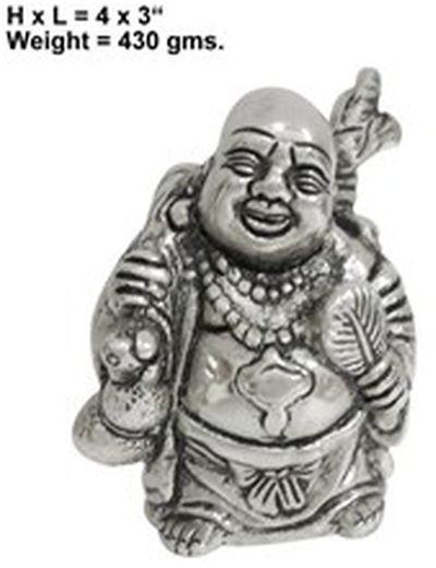 Silver Plain Laughing Buddha Statue, for Garden, Home, Office, Shop, Style : Antique