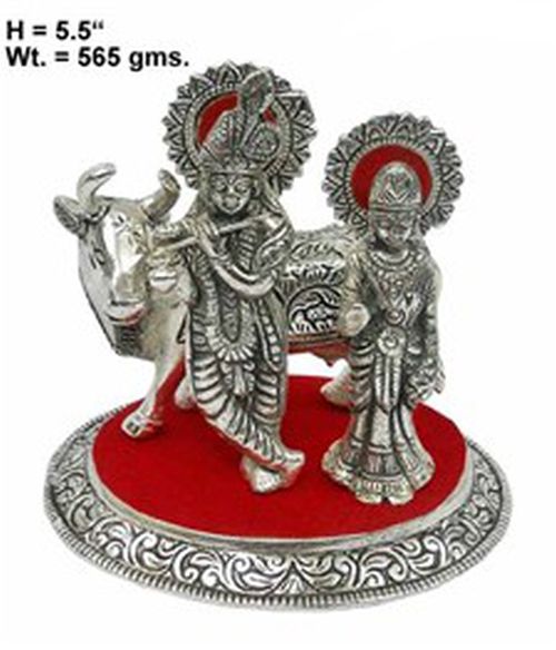 Radha Krishna With Cow Statue, for Interior Decor, Office, Home, Gifting, Religious Purpose, Packaging Type : Plastic Packet