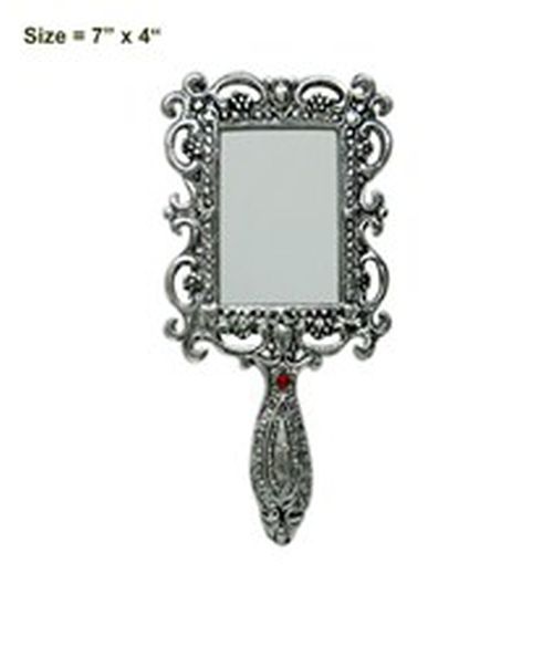 Silver Glossy Square Medium Hand Mirror, Packaging Type : Packet