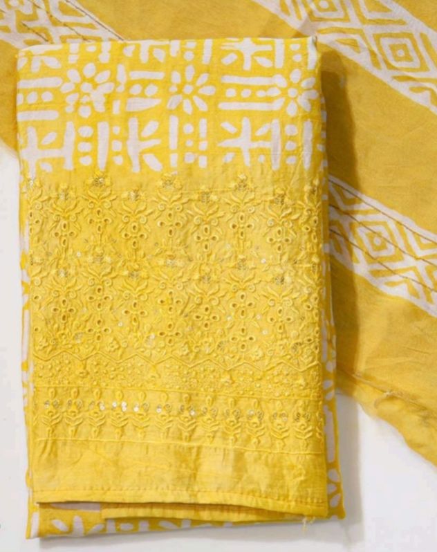 Unstitched Mulberry Silk Batik Bandhani Suits, Feature : Elegant Design, Easy Washable, Breathable