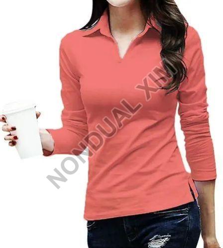 Plain Cotton Ladies Full Sleeve T-Shirt, Size : M, XL