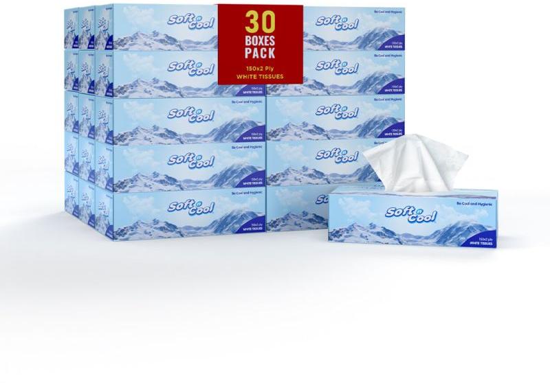 30 Boxes Soft N Cool Facial Tissue 150 Sheets X 2 Ply