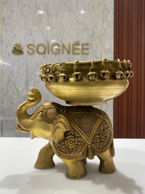 Brass Elephant Shape Urli