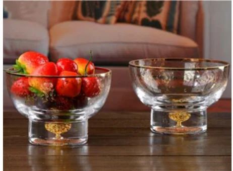 Transparent Plain Glass Fruit Bowl, Shape : Round