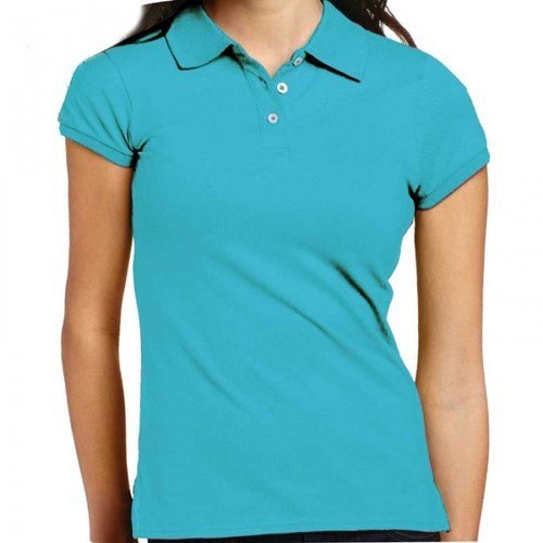 Plain Cotton Ladies Polo Neck Tshirt, Size : M, XL, XXL