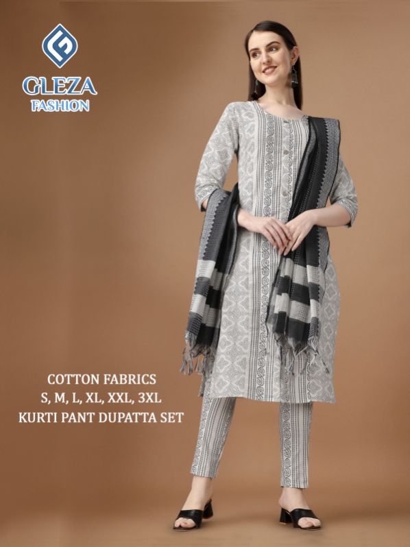 CASUAL Jacquard Cotton kurti pant set, Dupatta Length : 2 MT