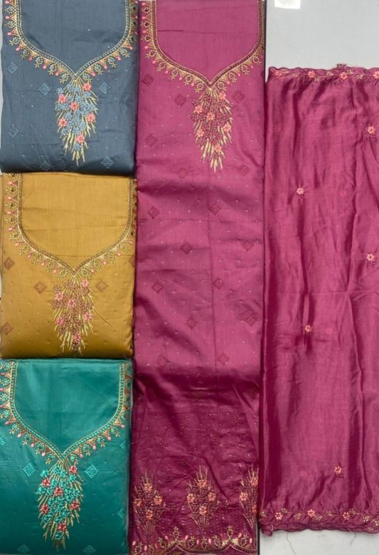 Unstitched salwar suit, Technics : Embroidery Work