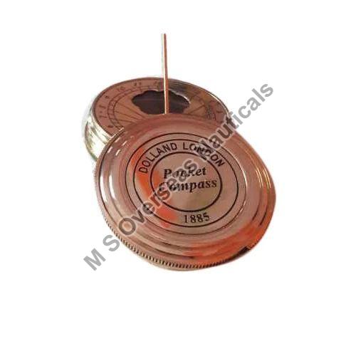 Round Polished Brass Pocket Poem Compass, for Direction Tracking, Feature : Accurate, Long Life