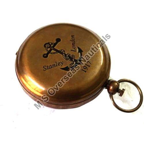 Round Brass Push Button Compass, Packaging Type : Box