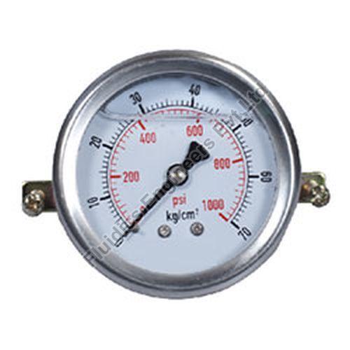 Silver Round Mild Steel Pressure Gauge, Display Type : Analog