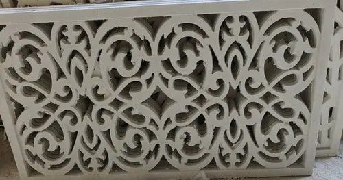 White Polished Carved GRC Jali, for Construction, Shape : Rectangle