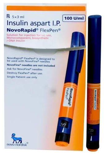 Liquid Novorapid Flexpen Injection, for Hospital, Clinical Personal, Packaging Type : Box