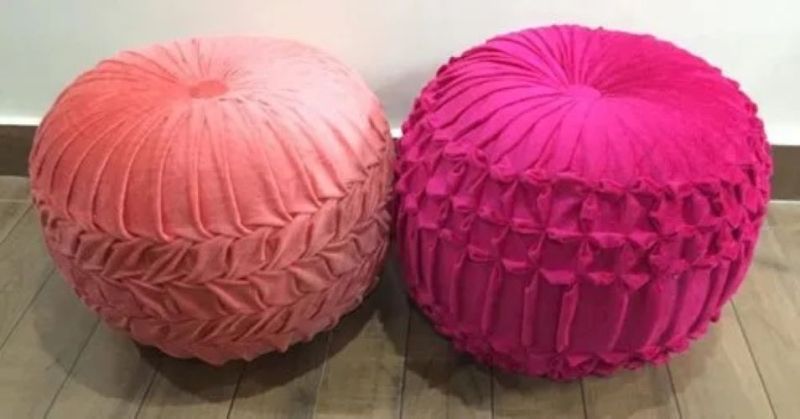 Multicolor Smocking Poly Poufs
