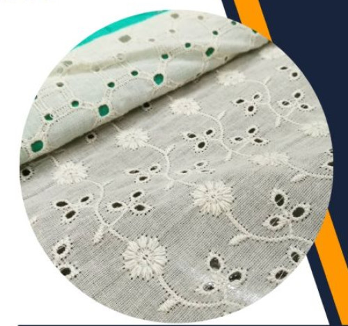 White Net Schiffli Fabric, For Garment