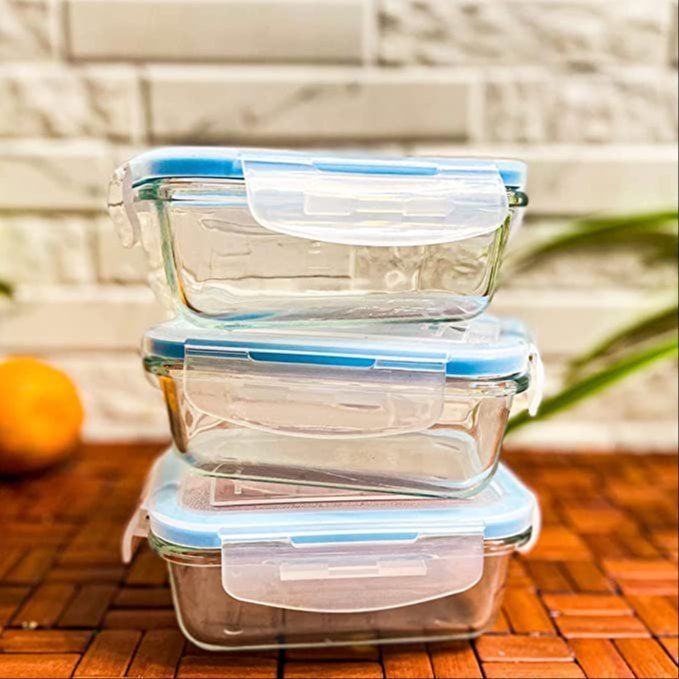 Rectangular Plastic Glass Lunch Box, for Food Packing