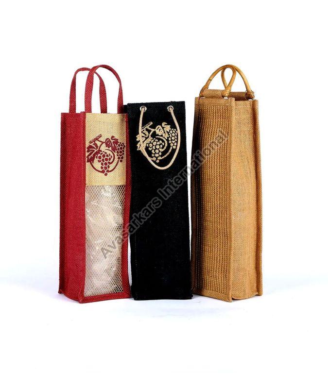 Jute Wine Bag, For Easily Washable, Attractive Pattern, Pattern : Printed