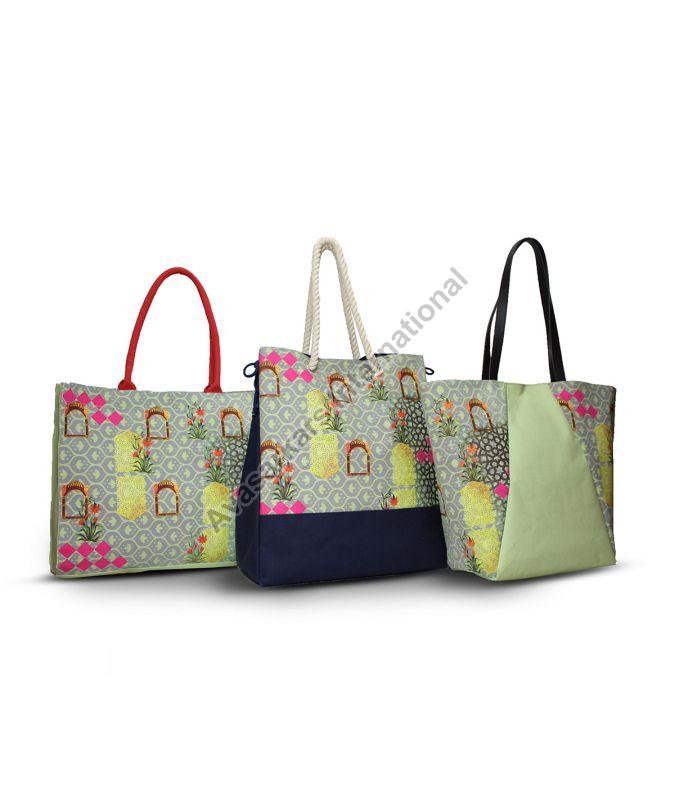 Multicolor Trendy Printed Dyed Canvas Tote Bag