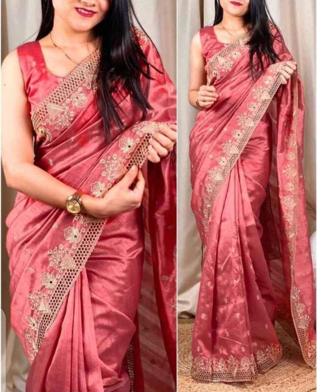 Tussar by desi tussar cutwork saree