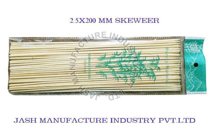 Creamy 2.5x200mm Bamboo Skewer, For Restaurant, Food Courts, Feature : Eco-friendly, Smooth Finish