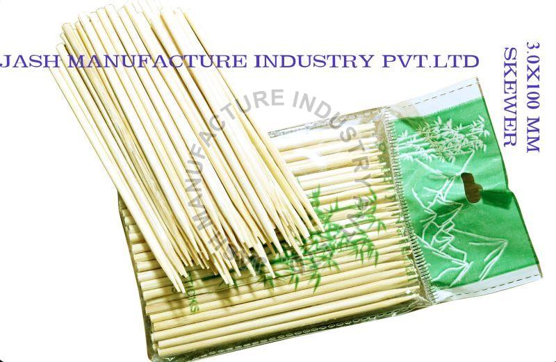 Light Brown 3.0x100mm Bamboo Skewer, For Restaurant, Food Courts Etc, Packaging Type : Box
