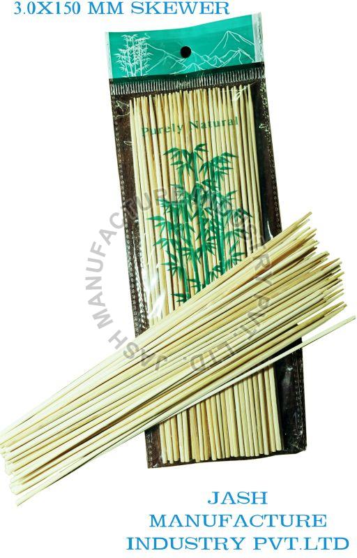 Creamy 3.0x150mm Bamboo Skewer, for Restaurant, Food Courts etc, Technics : Machine Made