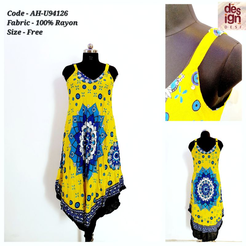 Design Desi Rayon Flower Fairy Umbrella Dress, Size : Free