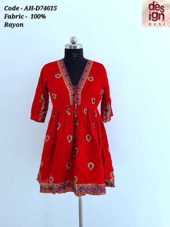Design Desi Plain Rayon Rasp Colored Dress, Size : Free