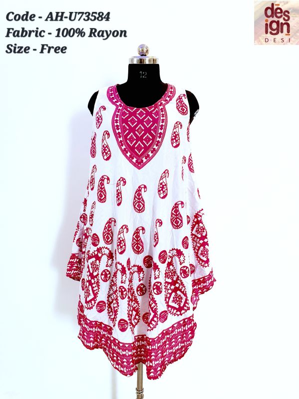 Design Desi Rayon White Swan Umbrella Dress, Size : Free