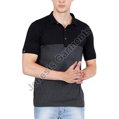 Black Half Sleeves Plain Regular Collar Cotton Mens Polo T Shirt, for Casual, Size : XL