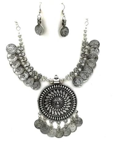 Silver Choker Necklace Set