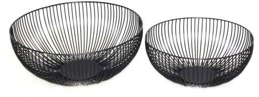 Black Color Set Of 2 Iron Wire Basket