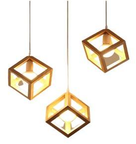 Square Wooden Hanging Lamp