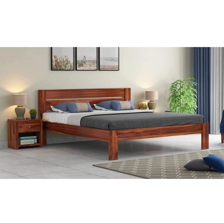 Fancy Wooden Double Bed Without Storage
