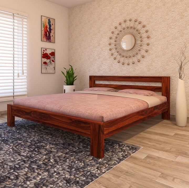 Brown Wooden Bed Without Storage, Shape : Rectangular