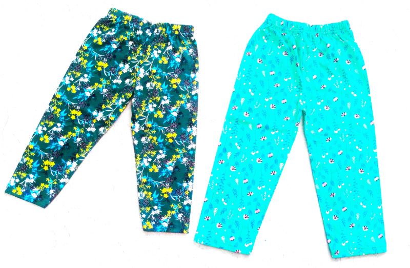 Multicolor Stitched Cotton Girls Printed Pajama, Size : Medium