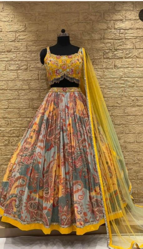 Multicolors Silk Designer Wedding Wear Lehenga, Feature : Stitched, Eco Friendly, Breathable