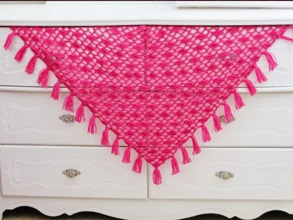 Crocheted crochet triangle scarf, Occasion : Casual Wear