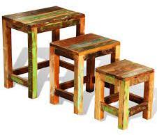 Wooden Reclaim Stool, Color : Dusty