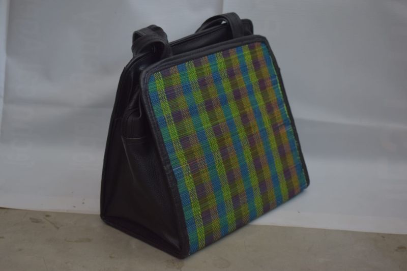Rectangular Polyester green bag, for Shopping, Handle Type : Loop Handle