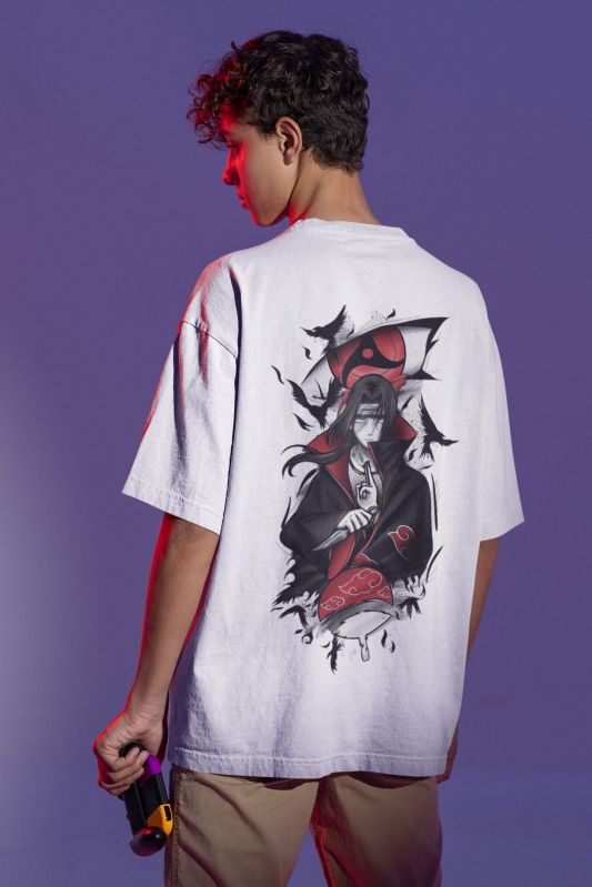 Fnc Collection Regular Collar Cotton Printed Itachi Oversized Tshirt, Gender : Uni