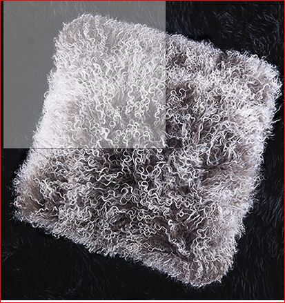 Tibetan 16" Square Lambswool Pillow in Frost